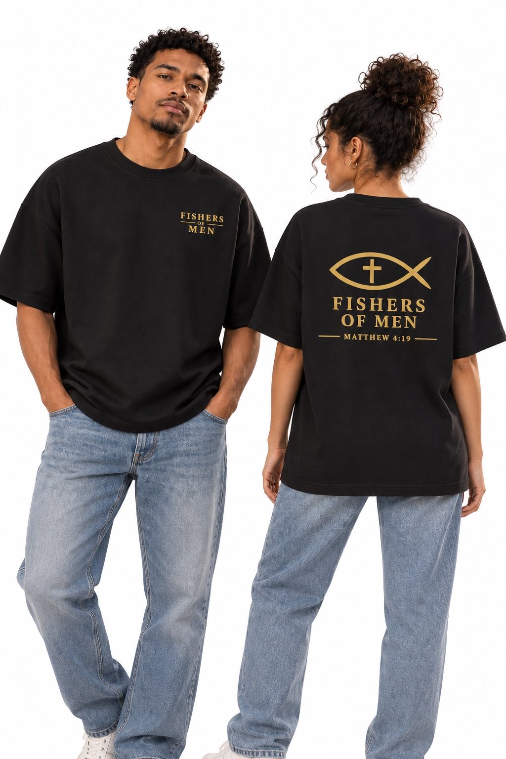 Fishers of Men Tee worn by two models, studio photo 1 of 2