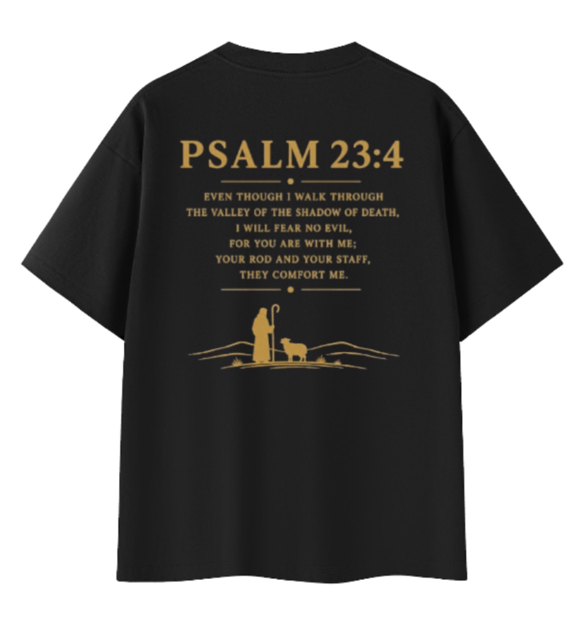 Psalm 23:4 Tee Black Back